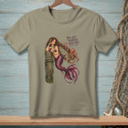 Mermaid holding wine glass entangled with octopus, text "You got yourself into this."