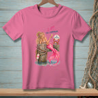 Pink t-shirt with mermaid holding champagne and text "I AM. FOR CHAMPAGNE. BE GRATEFUL."