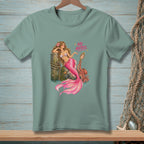 Mermaid holding a mirror with "NO NOTES" text, beside an octopus.