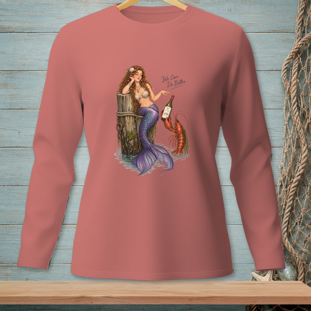 Mermaid with lobster and wine bottle; text "We Can Do Better."