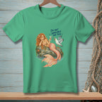Mermaid with a drink and a seagull, text reads "I'm not available for this."