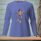 Long-sleeve shirt with a mermaid holding a drink and text "HARD PASS."