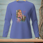 Mermaid sitting on a post with a drink and crab, text "Fixed It".