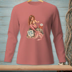 Mermaid sitting on a rock with a sign that says "BLAME THE TAIL."