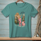 Mermaid holding a martini with a crab saying "Too Much Attitude."