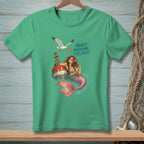 Mermaid on buoy with seagull holding umbrella, text reads "ADAPT. OVERCOME. ORDER ANOTHER."