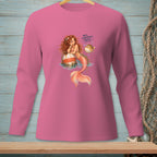 Pink long-sleeve shirt with mermaid illustration and text "Well, somebody's puffy."