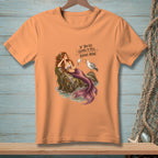 Mermaid on rocks holding wine glass with text "If you're going to yell, bring wine."