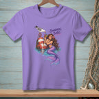 Purple t-shirt with mermaid, buoy, seagull, and text "Boundaries, Babe."