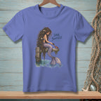 Mermaid sitting on pier brushing a crab with text "SAVE YOURSELF".