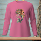 Pink long-sleeve shirt with a graphic of a mermaid holding flowers and groceries, reading "I Got This."