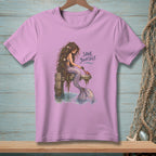 Mermaid combing a crab on a pier with text "SAVE YOURSELF."
