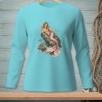 Mermaid with champagne and crab on a rock, text "Anything Else?".