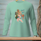 Mermaid and octopus with text "Repurpose. Reuse. Relax." on a teal shirt.