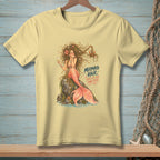 Light yellow t-shirt with mermaid graphic and text "MERMAID HAIR ENTER AT YOUR OWN RISK."