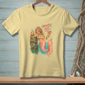 Mermaid with cocktail and crab on a post, text "Absolutely Not."