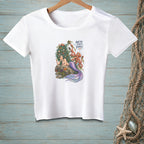 White t-shirt with mermaid and octopus graphic, text "NOT MY FIRST JANGLE."