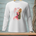 White long sleeve shirt with a mermaid and jellyfish graphic, saying "NOT THE HAIR."