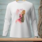 White long sleeve shirt with a mermaid and jellyfish graphic, saying "NOT THE HAIR."