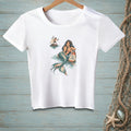 T-shirt with mermaid illustration and text: "Low Tide, High Standards."