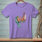 Mermaid and octopus on a buoy, holding drinks and a "To Do" list.