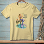 Mermaid with drink on dock, crab with text "Make effort" and "This is the effort".