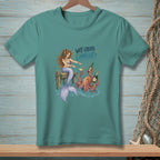 Mermaid and octopus with champagne on dock, text "WHY CREATE CONFLICT?".