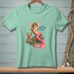 Mermaid with lobster on a rock, text "Oh, We're Doing Claws Now?"