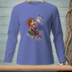 Purple long-sleeve shirt with a mermaid on a rock and a seagull, text reads "GO SQUAWK YOURSELF".