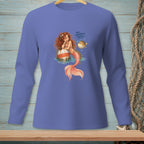 Mermaid with pufferfish on purple long-sleeve shirt, text reads "Well, Somebody's Puffy."