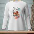 Long sleeve white shirt with mermaid, buoy, seagull and text "ADAPT. OVERCOME. ORDER ANOTHER."