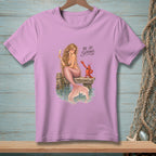 A mermaid with a lobster sits on a dock, with text reading "Be So Serious."