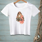 White t-shirt with mermaid illustration holding "Thank You For Noticing" sign.