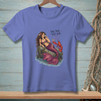 Mermaid sitting on rocks with a lobster, drinking wine, text "The Bar Was Low."