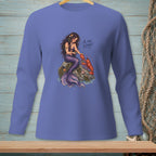 Mermaid interacting with a lobster on a rock, with text "A for Effort".