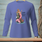 Mermaid with pink tail holding drink, crab, text "Crabby isn't a personality, Kevin."