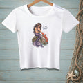 White t-shirt with illustration of mermaid and lobster, text "A for Effort".