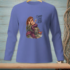 Long sleeve shirt with mermaid, crab, and text "Crabby looks good on you".