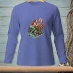 Mermaid and octopus art on a long-sleeve shirt.