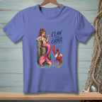 Mermaid with cocktail and lobster wearing a tie with "Claw and Order" text.