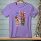 Mermaid and octopus with signs, "I'll take the drink."