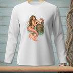 Mermaid with coral tail leans on a wooden post with "Rules! Updated" sign and crab.
