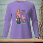 Mermaid sitting on a post with crab and text "Talk to the tail, crabcake."