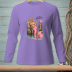 Mermaid with pink tail and crab holding martini glass and "Too Much Attitude" sign.