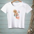 White t-shirt with mermaid graphic and text "BAD HAIR GOOD POUR".