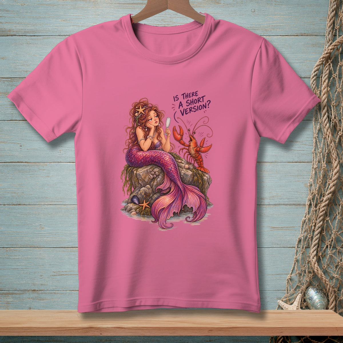 Mermaid and lobster graphic with text "Is there a short version?".