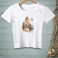 White t-shirt with a mermaid, lobster, and text "YOU HAVE THE ENTIRE SEA TO LEAVE."