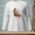 Long sleeve white shirt with a mermaid and text "I've Heard Enough."