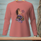 Mermaid on rock with crab, holding drink and text "Make Better Choices".