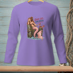 Mermaid sitting on a pier with a crab, text "BACK OFF CRAB BREATH."